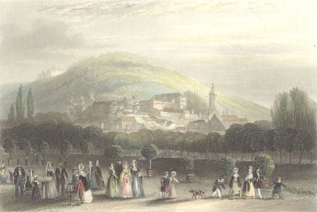 GERMANY. Baden. Payne Dogs Buildings Trees 5ins 1847 old antique print picture